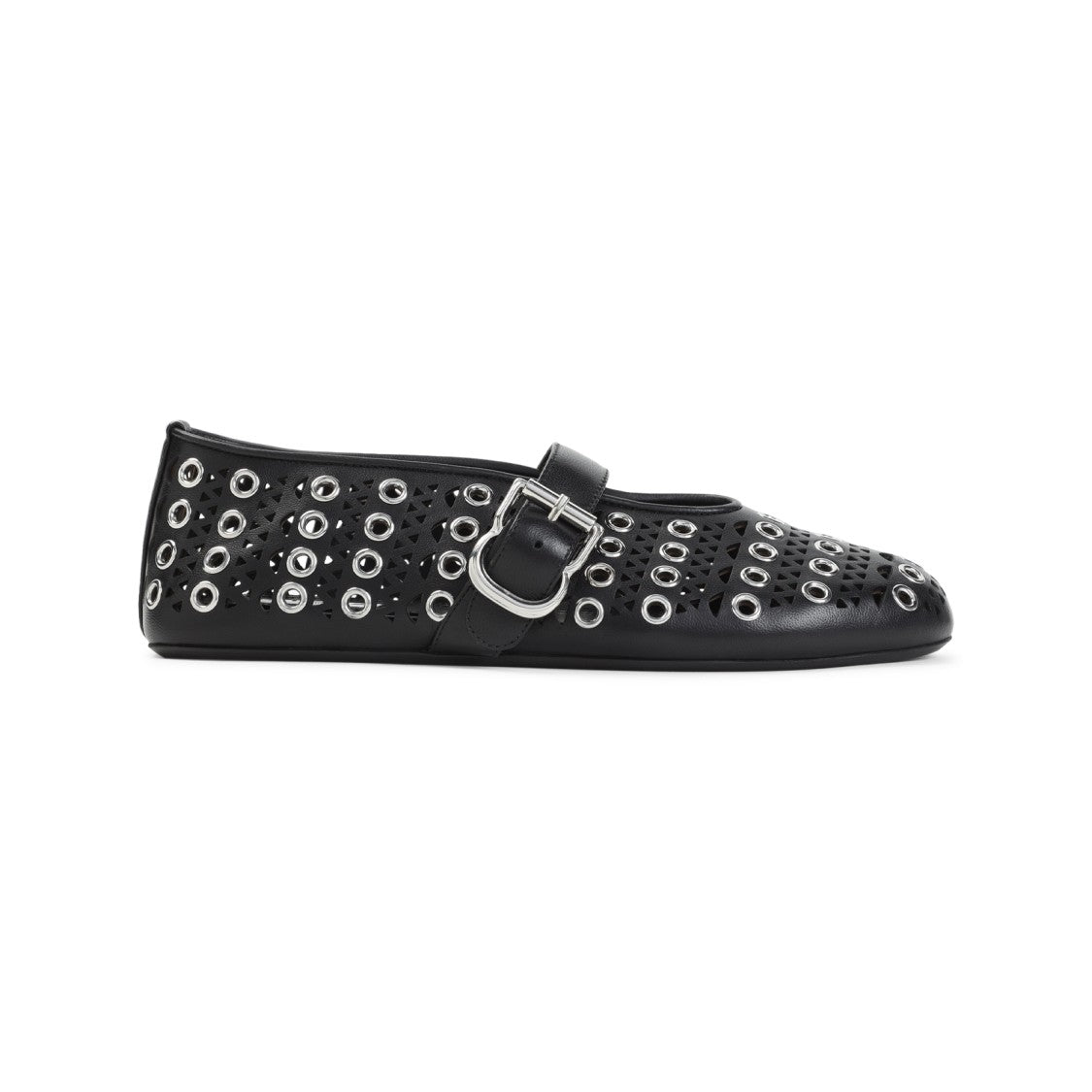 Alaïa Perforated Black Lamb Leather Ballerinas