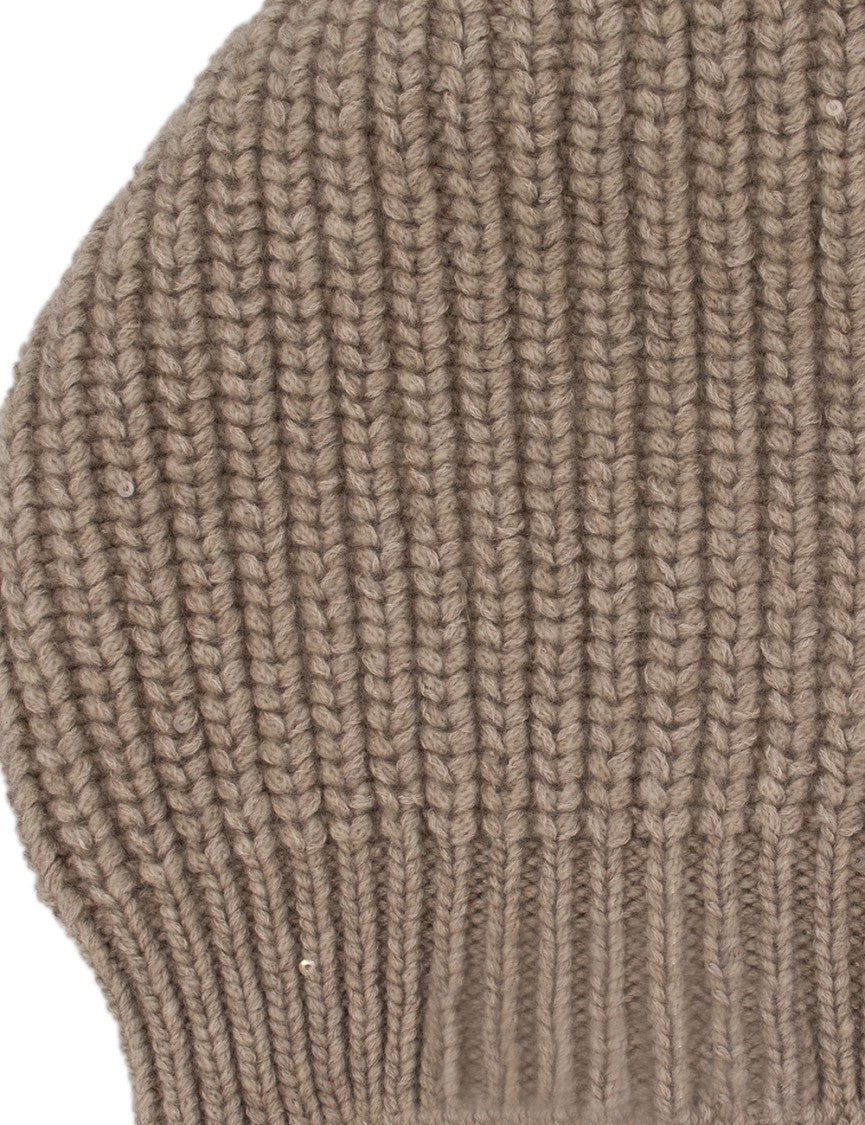 Brunello Cucinelli Ribbed Cashmere-Silk Beanie With Sequin Embellishments