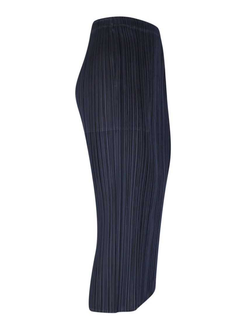 Pleats Please Midi Skirt In Blue Fabric, Navy Tone