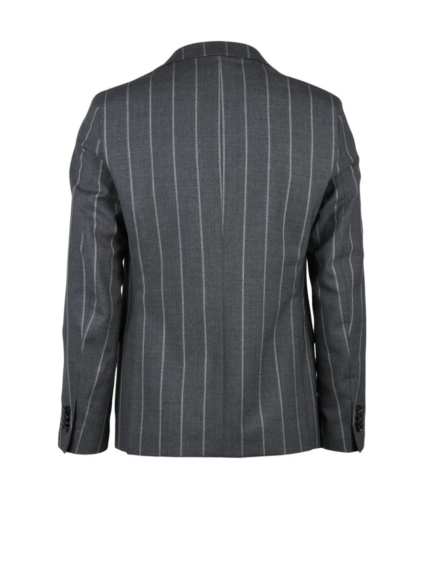 Paoloni Tailored Grey Suit Jacket With Two-Button Closure And Notch Lapels