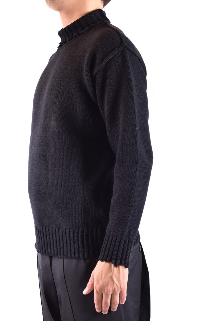 Isabel Benenato Ribbed Black Knit Sweater With Mock Neck