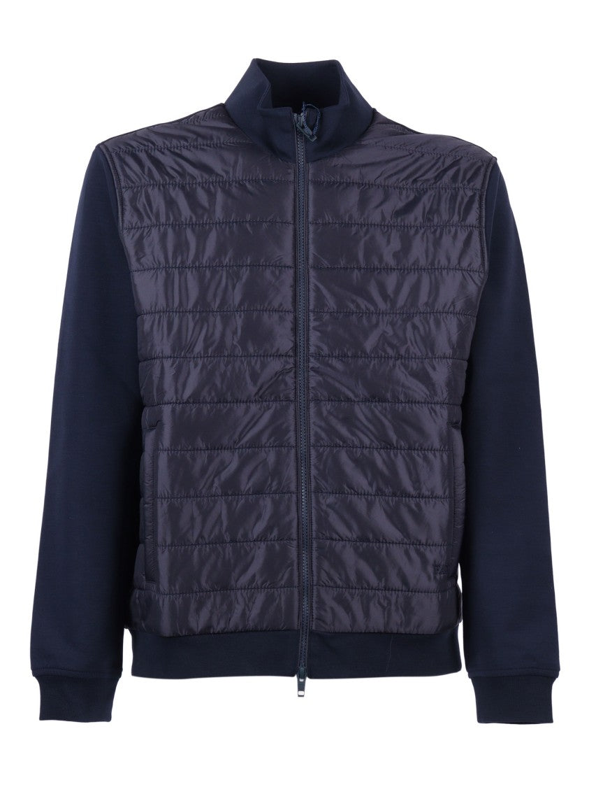 Fay Quilted Nylon Front Ribbed Casual Jacket