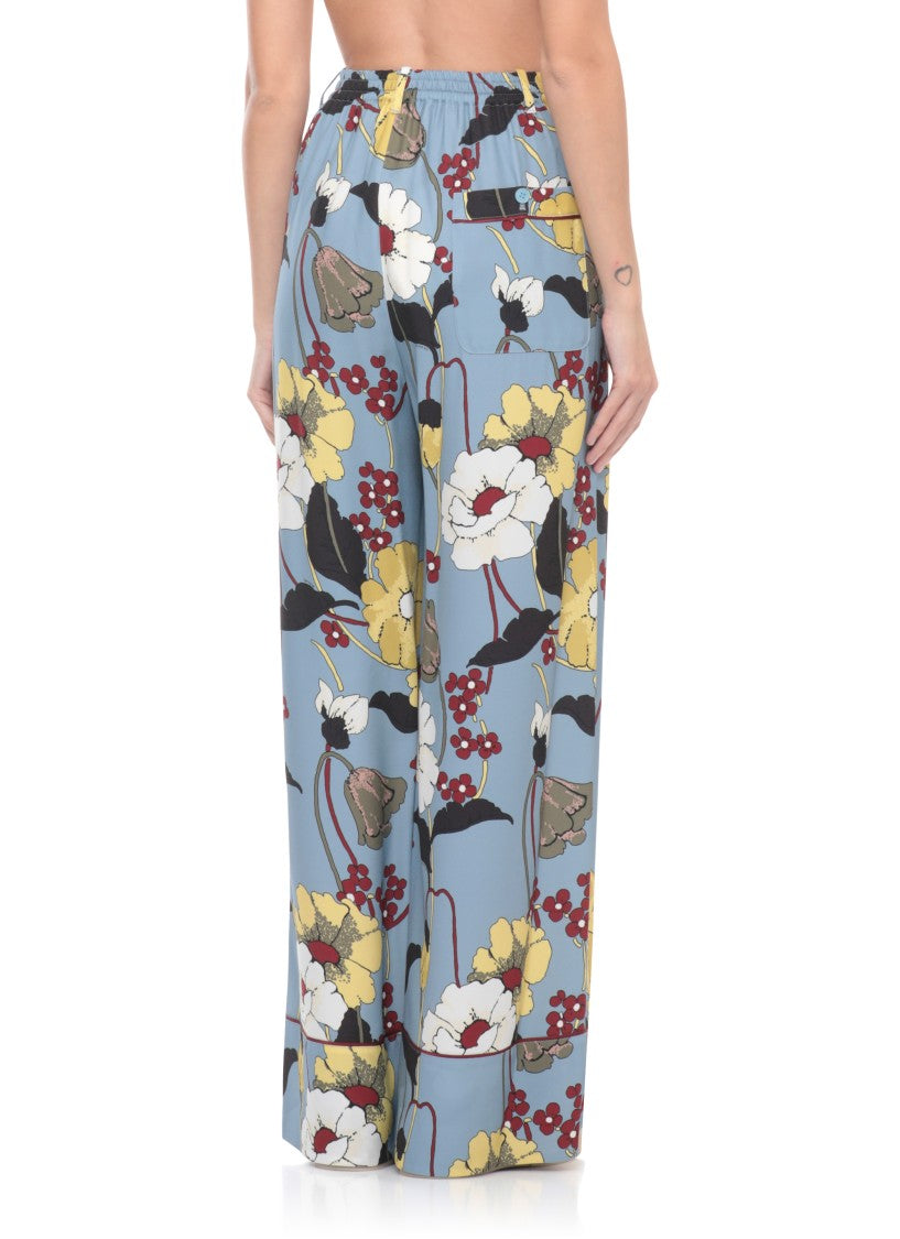 Marni Light Blue Melodia Flower Palazzo Pants