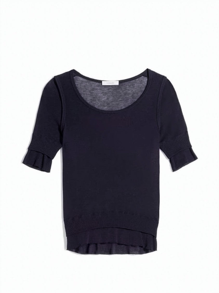 Lemaire Fitted Short-Sleeved Top With Scoop Neckline And Textured Hem