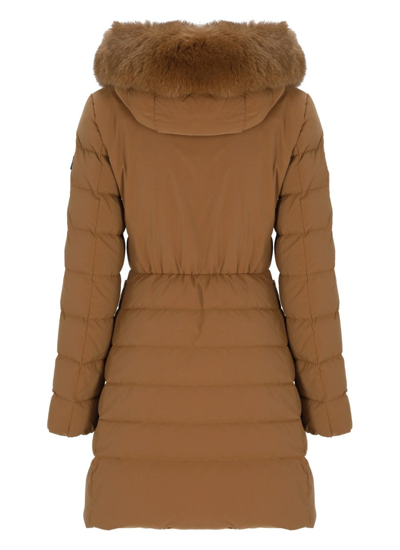 Peuterey Brown Seriola Fox Fur Hood Quilted Down Jacket