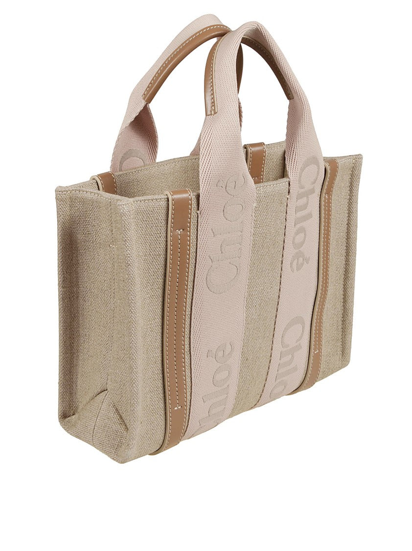 Chloé Small Woody Tote Bag With Calfskin Strips