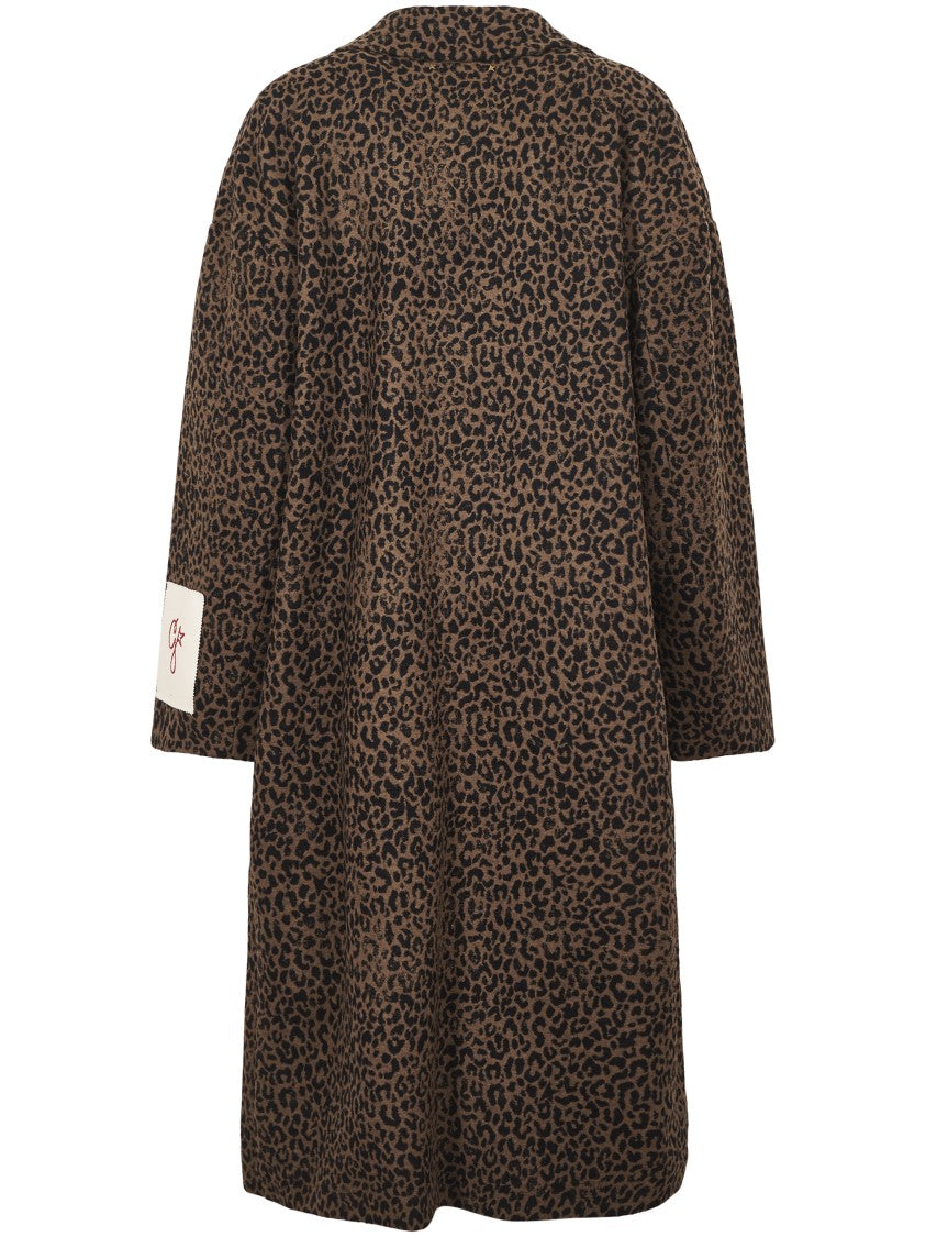 Golden Goose Cocoon Coat In Faded Leopard Jacquard Wool