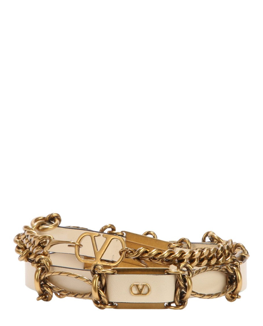 Valentino Chain-Link Leather Belt