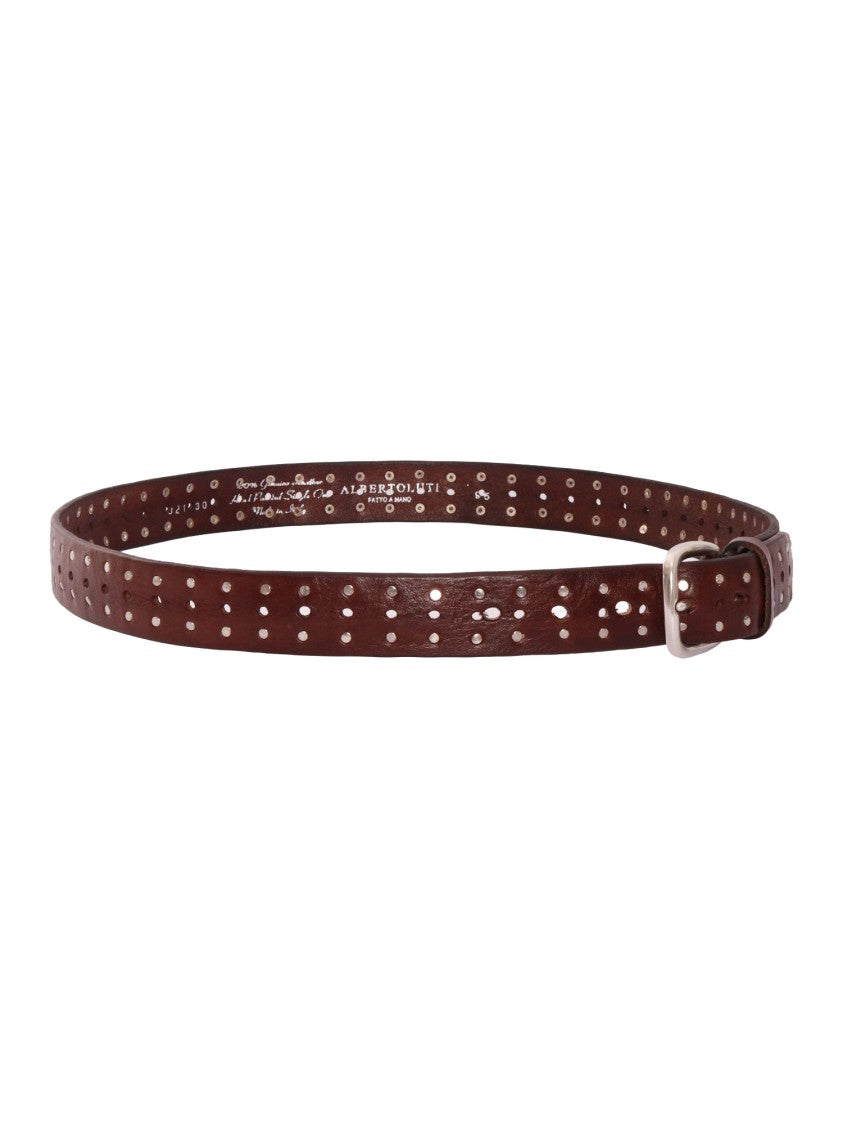 Alberto Luti Brown Studded Leather Belt