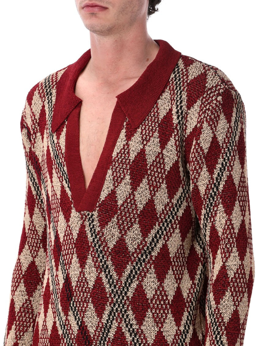 Dries Van Noten Macramé Polo Sweater