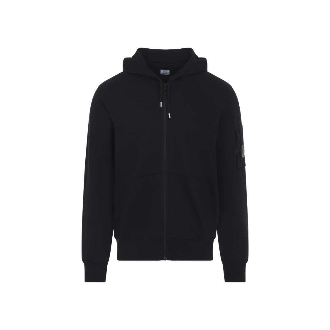 C.P. Company Zip Lens Black Cotton Hoodie