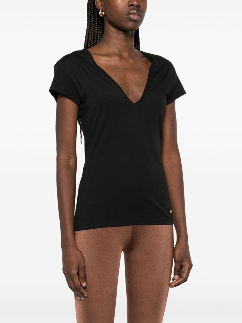 Tom Ford Deep V-Neck Black T-Shirt With Fitted Silhouette