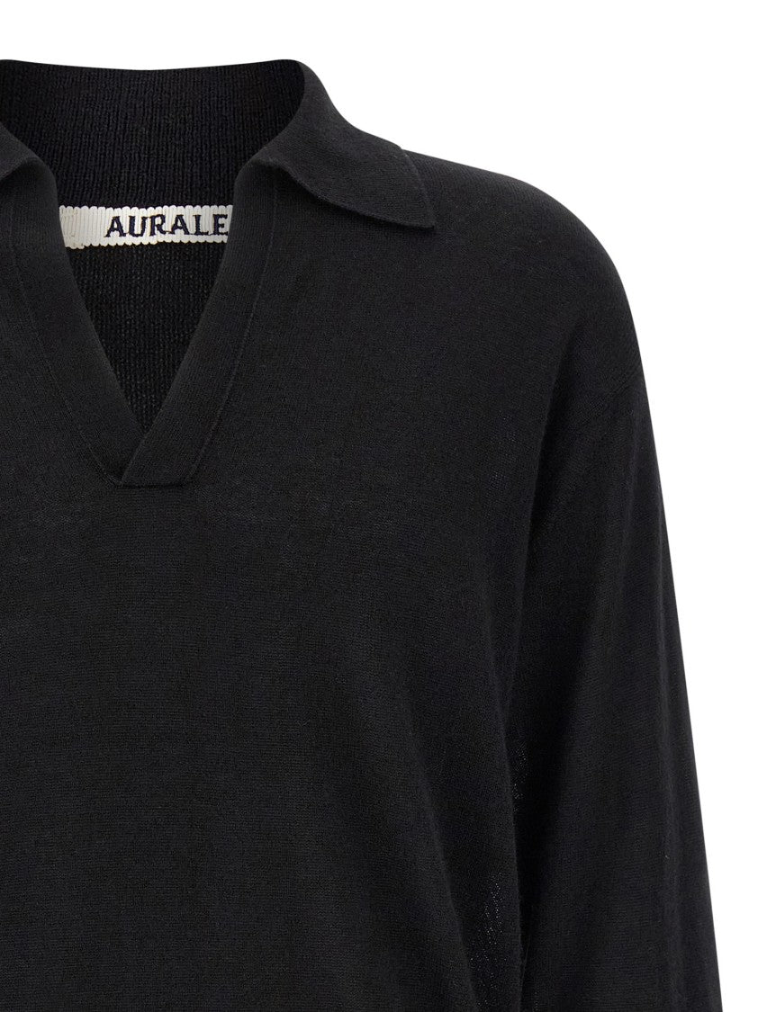 Auralee Knit Skipper Polo' Sweater