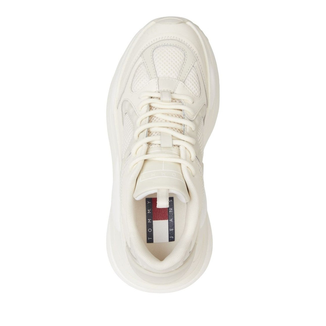 Tommy Jeans Beige Streamlined Leather Athletic Sneakers