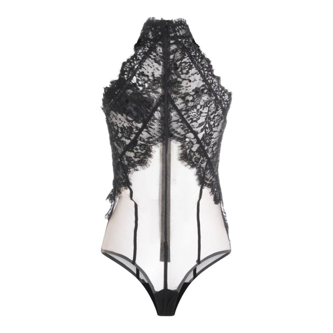 Nissa Sheer Bodysuit With Intricate Lace Detailing