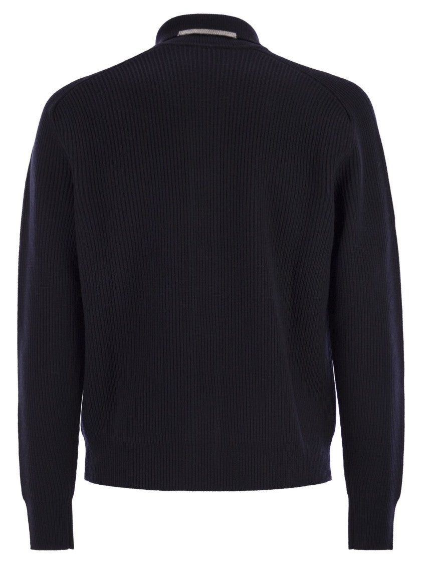 Peserico English Ribbed Wool Cardigan