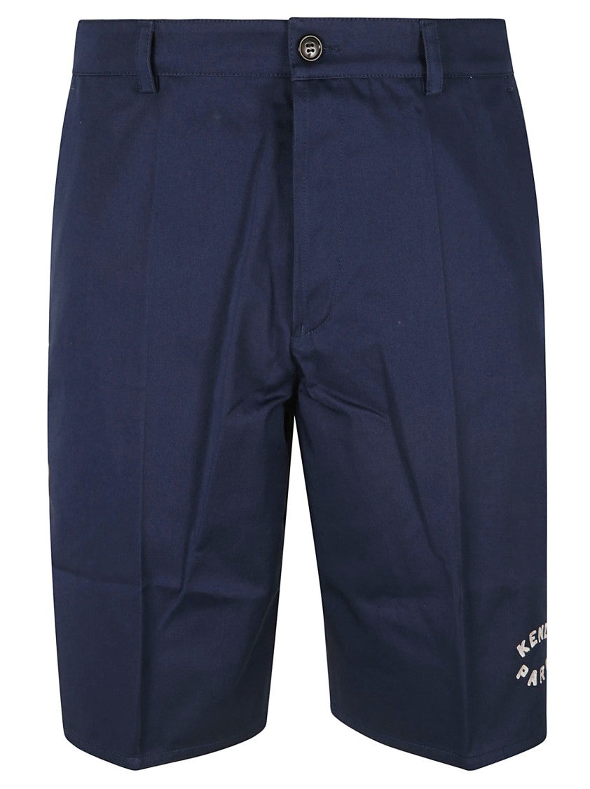 Kenzo Tailored Blue Shorts With Button Closure