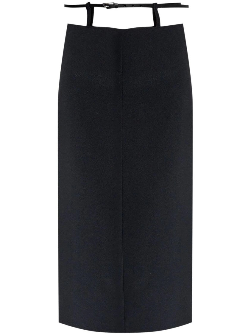 The Attico Fitted Black Midi Skirt