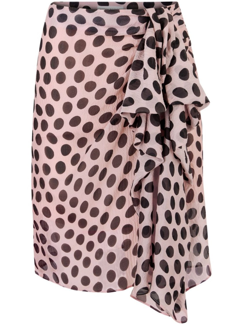 Nina Ricci Blush Pink Polka Dot Seersucker Skirt
