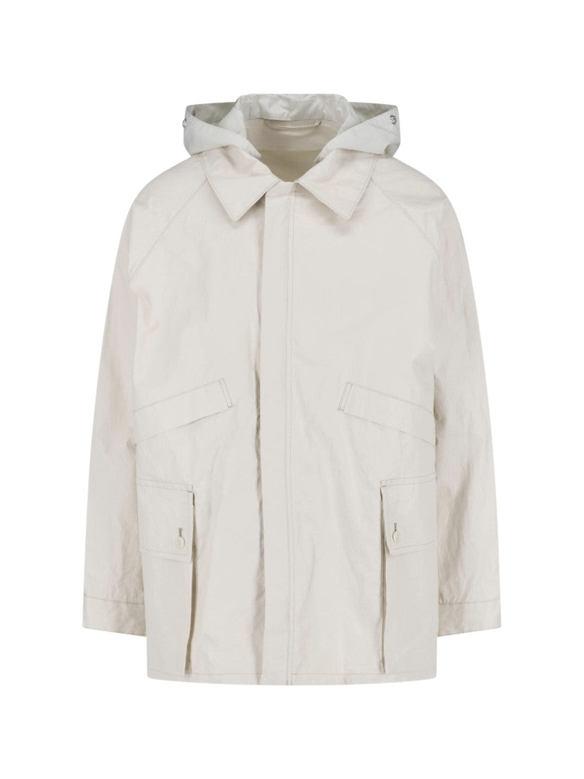 Lemaire White Technical Linen Hooded Waterproof Jacket