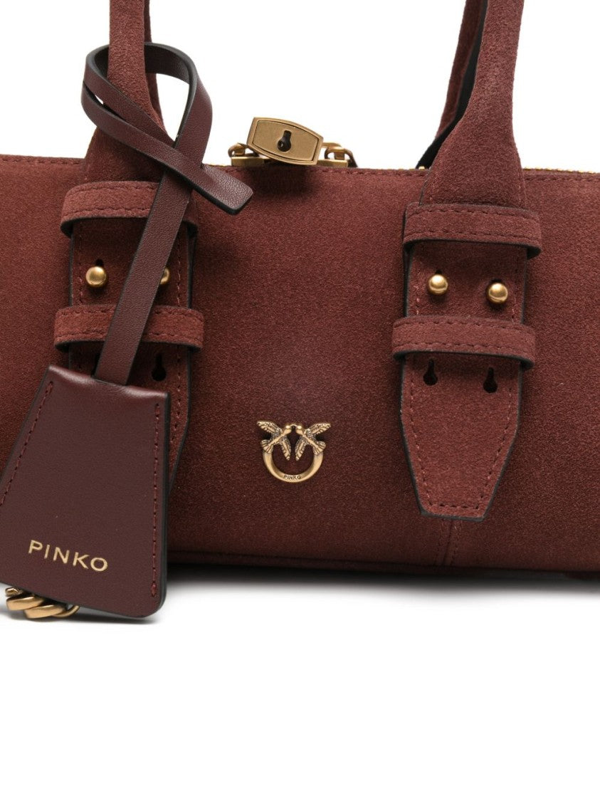 Pinko Soft Calf Leather Handbag With Gold-Tone Hardware And Subtle Studs