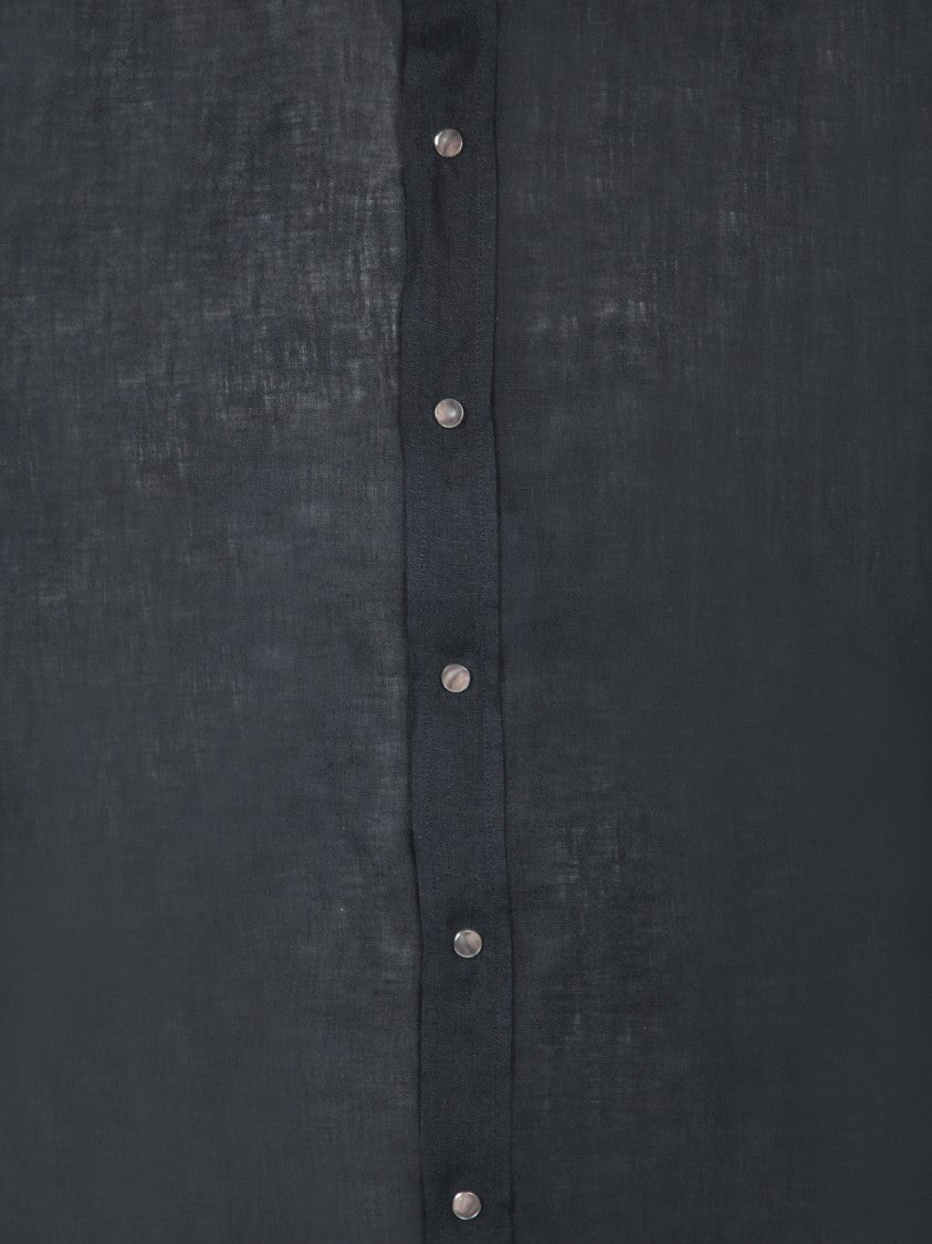 Dell'oglio Black Linen Shirt With Button Closure