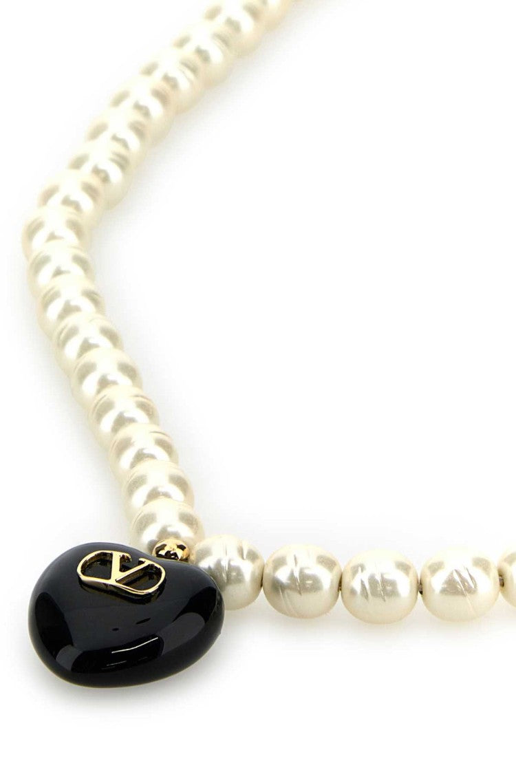 Valentino Garavani Ivory Pearls Coeur Royal Necklace