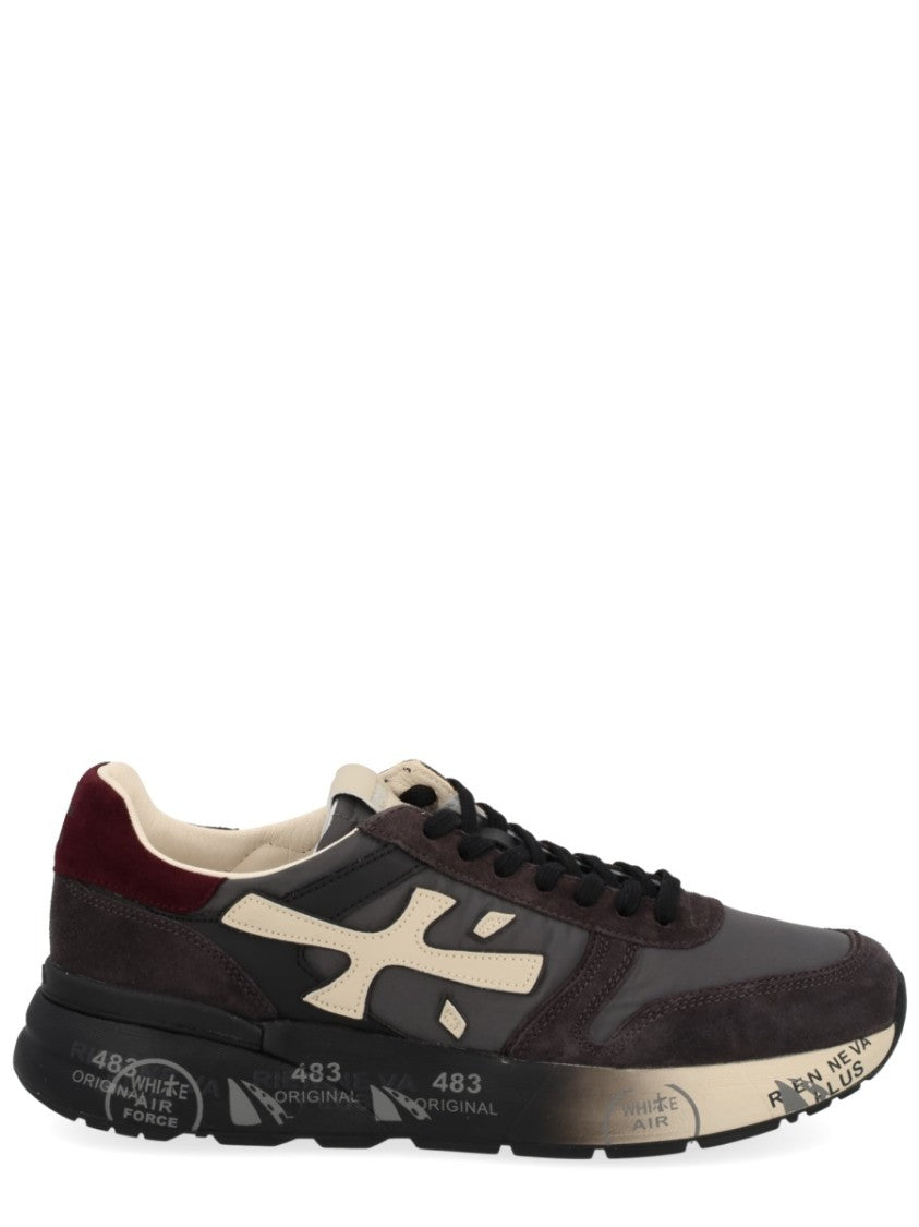 Premiata Chunky Sole Black Sneakers With Logo Accent And Padded Collar