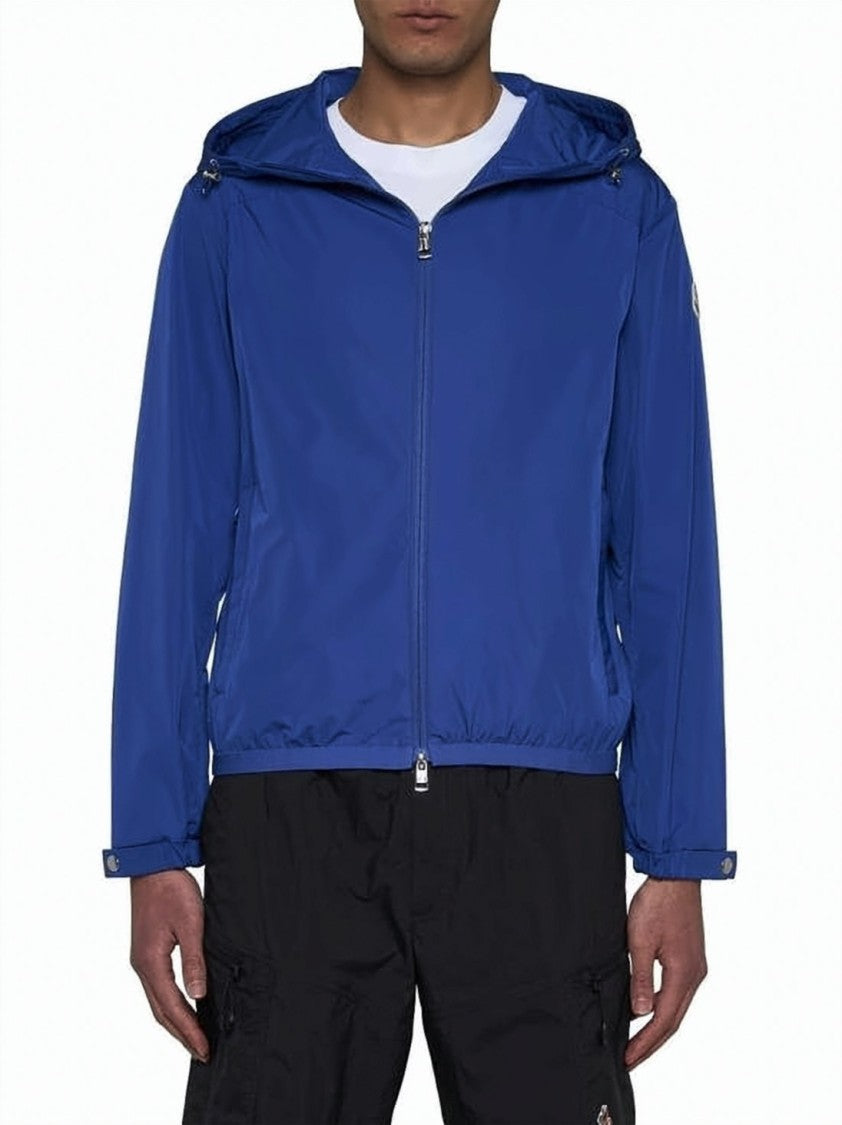 Moncler Cropped Blue Jacket With Graphic Print Design