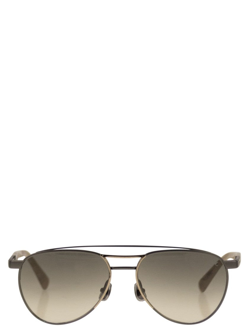 Brunello Cucinelli Titanium Aviator Sunglasses