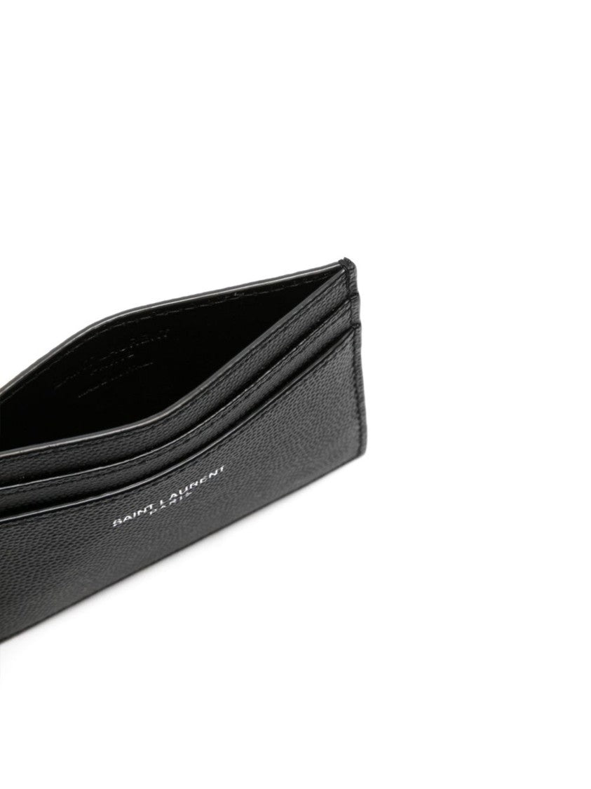 Saint Laurent Black Leather Five-Slot Card Holder Wallet