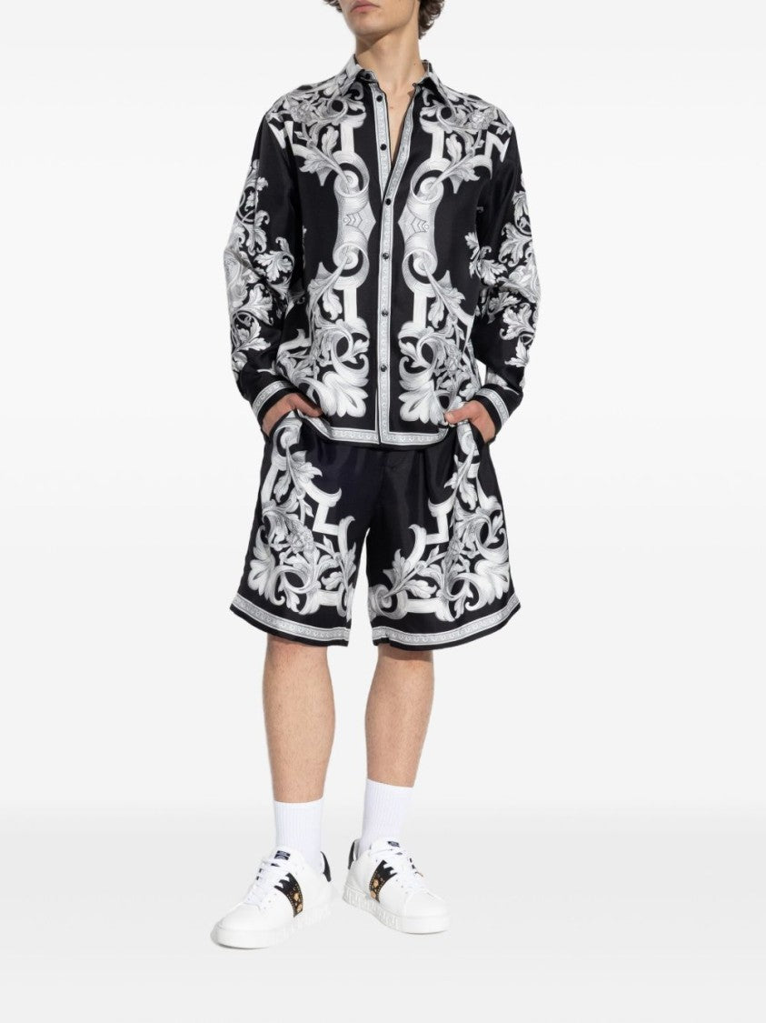 Versace Silk Baroque Patterned Shirt With Classic Collar