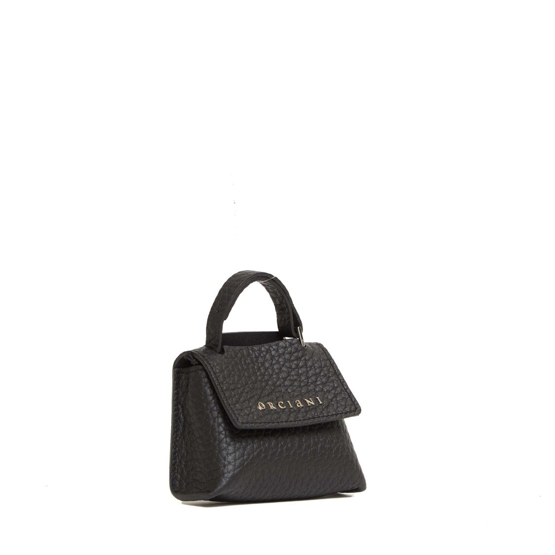 Orciani Textured Soft Nero Leather Charms Handbag