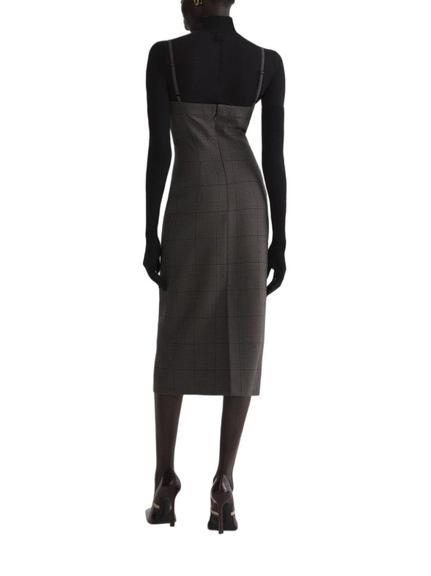 Mugler Checkered Sweetheart Midi Dress