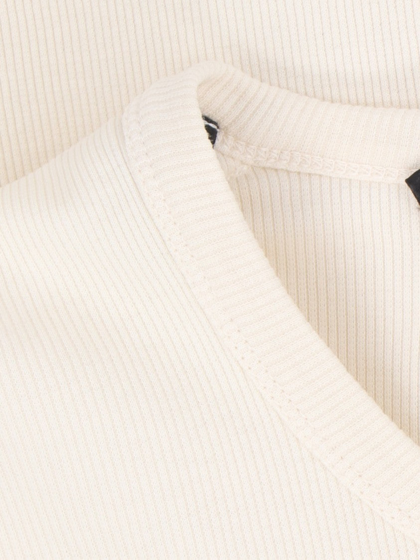 Tom Ford Ribbed White Henley Top With Buttoned Placket