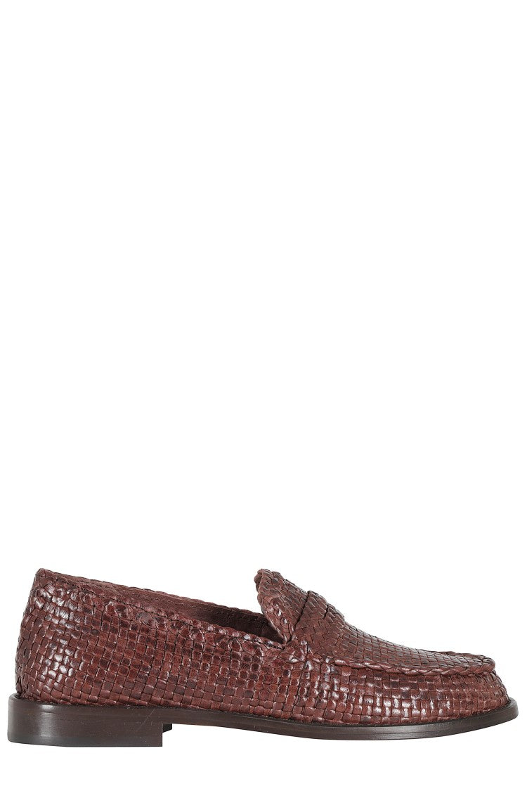 Poeve Hand-Woven Brown Leather Maverick Loafer