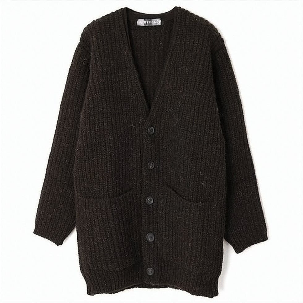 Our Legacy Deep V-Neck Chunky Knit Cardigan With Button-Down Front
