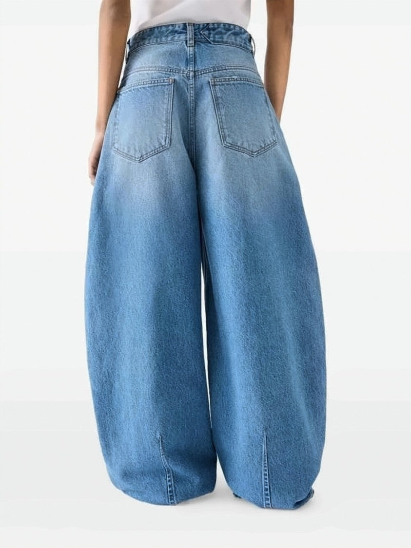 Jacquemus Wide-Leg Denim Trousers With Pleated Detailing