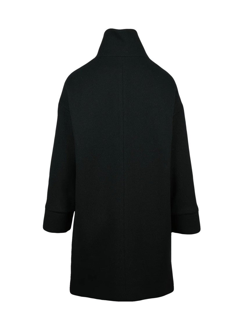 Oliver Horigamy Black Virgin Wool-Blend Coat
