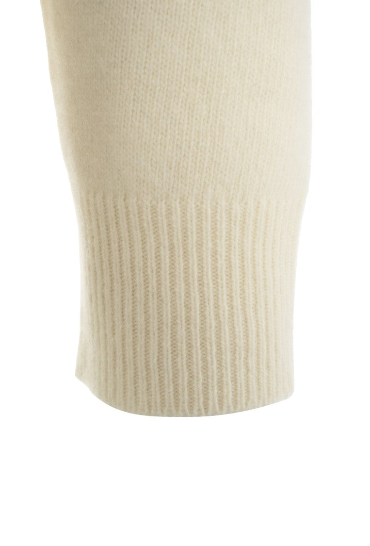 Grifoni V-Neck Knit Sweater In Classic White Wool