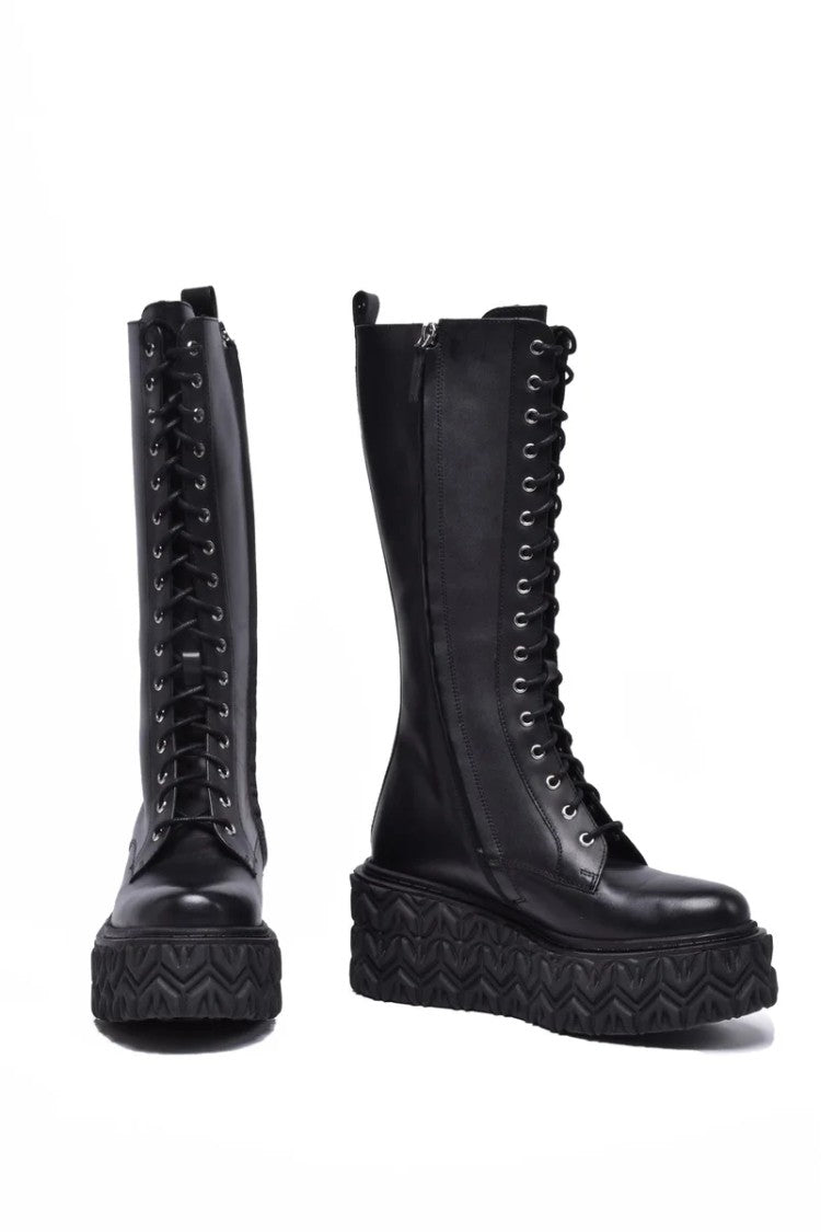 Patrizia Pepe Platform Boot 7Cm Heel - Black