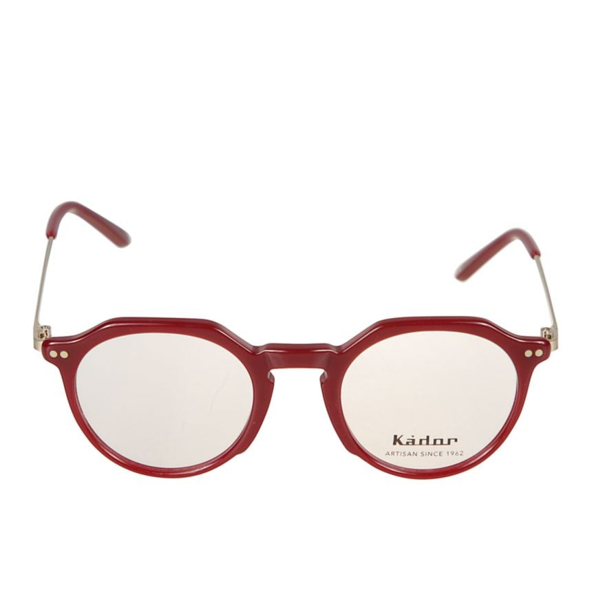 Kador Rayan Round Frame Red Sunglasses With Metallic Temples