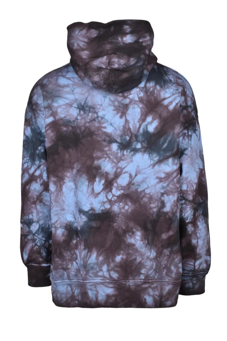 Emporio Armani Hooded Tie-Dye Sweatshirt With Red Accents