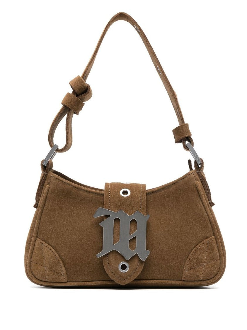 Misbhv Small Brown Suede Handbag With Adjustable Strap