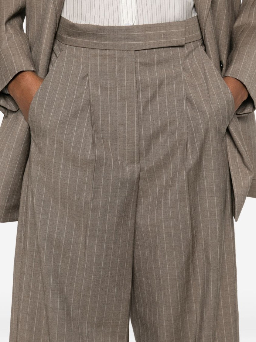 Max Mara Wide-Leg Trousers With Subtle Pinstripe