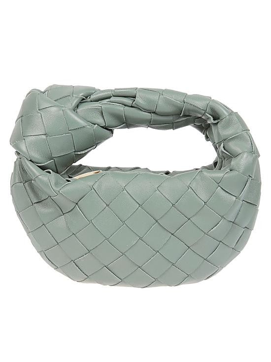 Bottega Veneta Woven Lambskin Handbag With Knotted Handle Detail