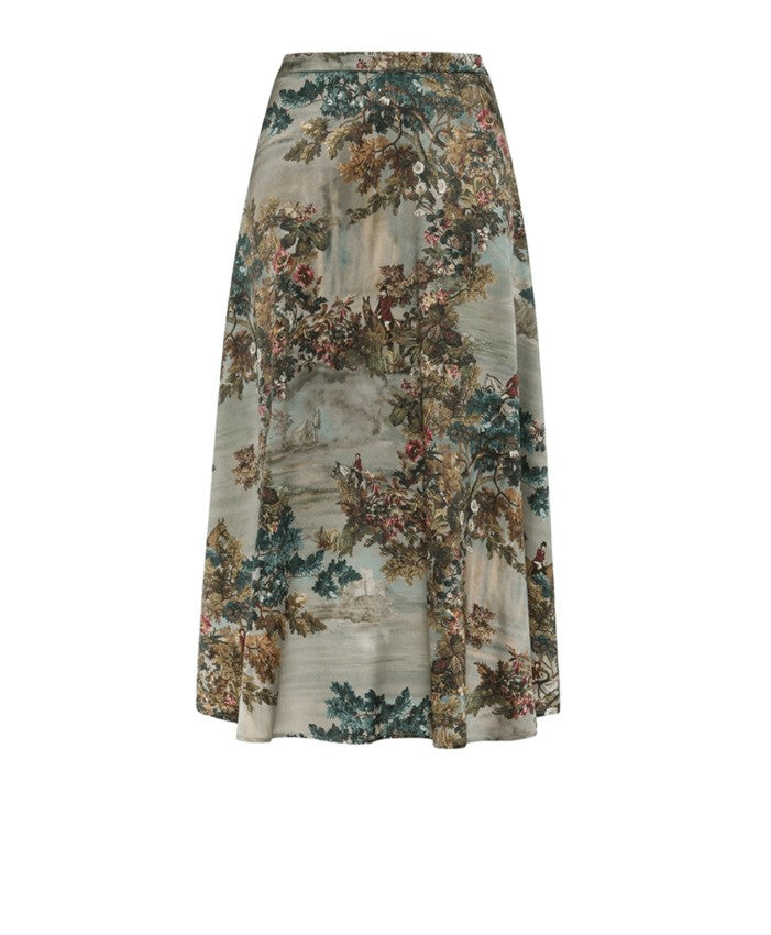 Momonì Scenic Midi Skirt With Natural Motifs