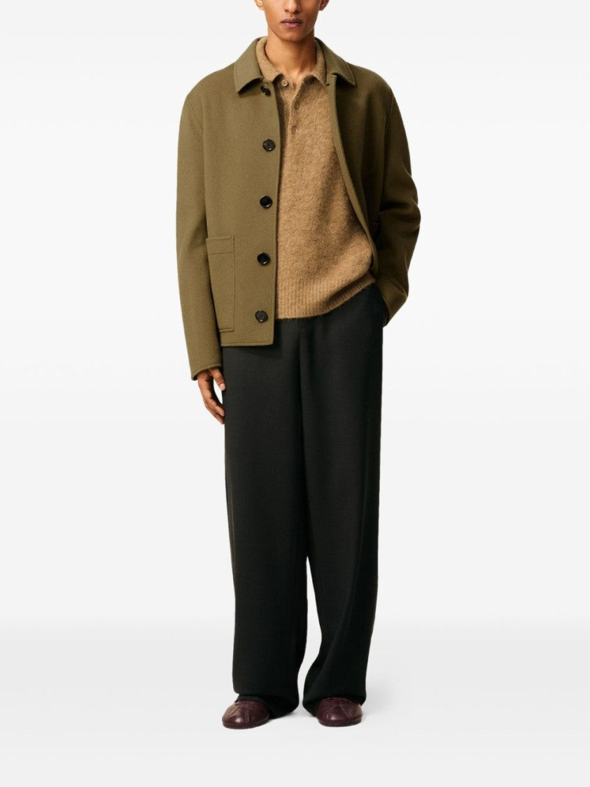 Ami Paris Brown Green Embossed Logo Patch Jacket