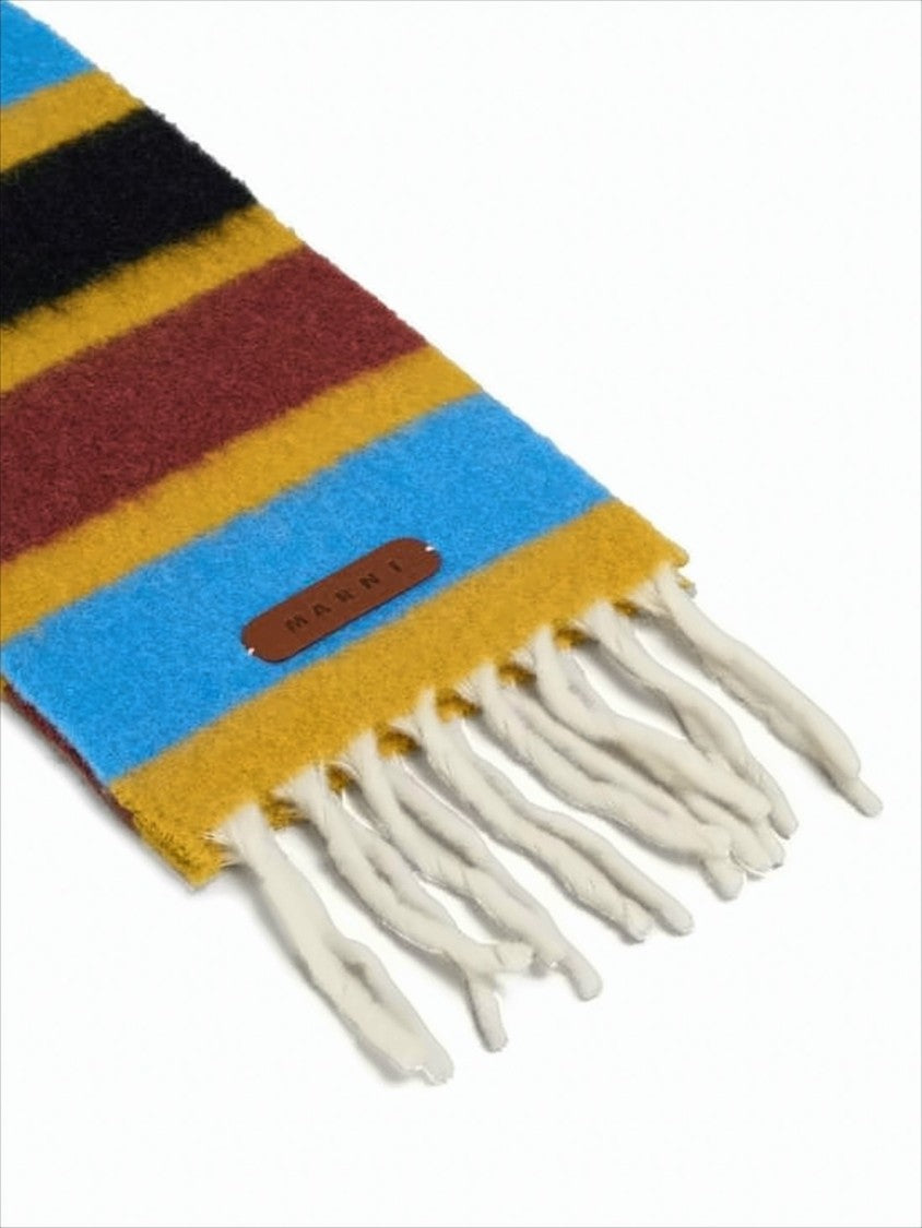 Marni Bold Striped Scarf With Fringed Edges