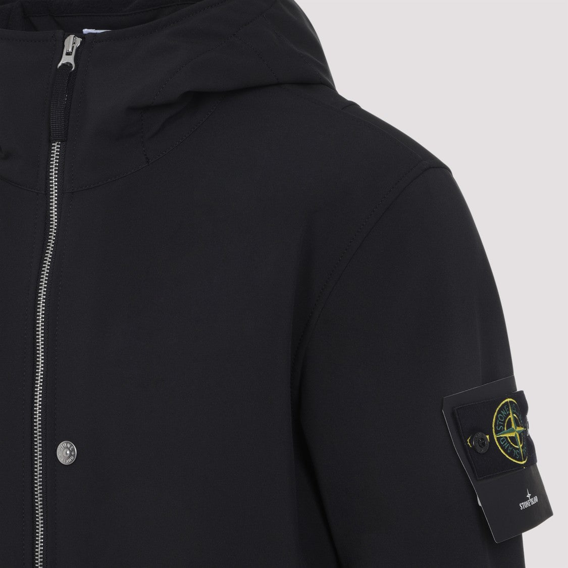 Stone Island Black Outerwear With Tonal Hood